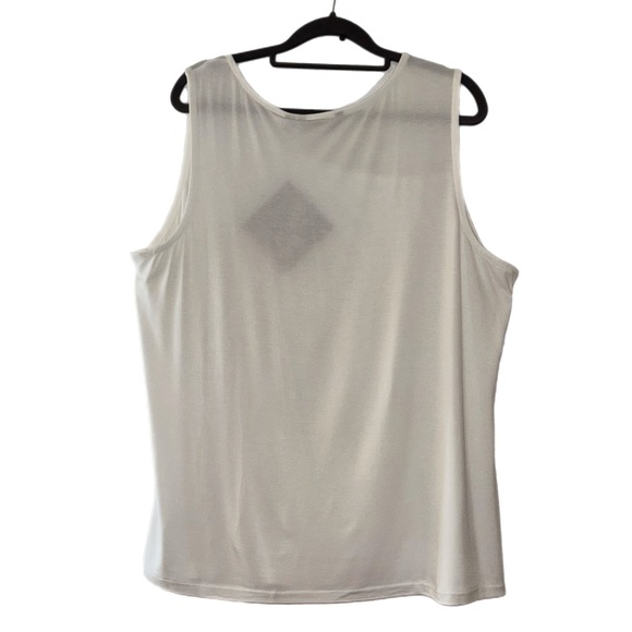 IMAN White Sleeveless Asymmetrical Draped Blouse - Picture 3 of 8